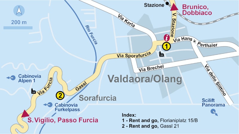 Mapa Rent and Go Kurt Ladstätter (Gassl, ski rental)
