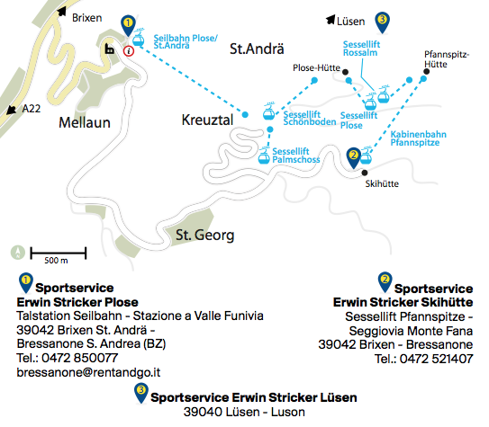 Plan de Sportservice Erwin Stricker Plose