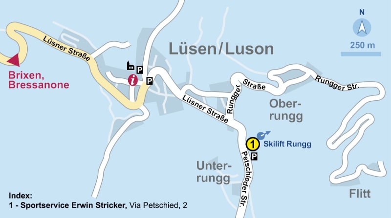 Mapa Sportservice Erwin Stricker Lüsen