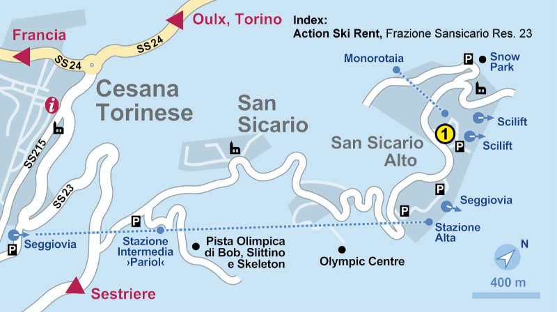 Mapa Action Ski Rent